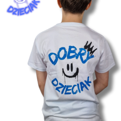 T-SHIRT DOBRY DZIECIAK SMILE - BIAŁO/NIEBIESKI