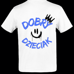 T-SHIRT DOBRY DZIECIAK SMILE - BIAŁO/NIEBIESKI