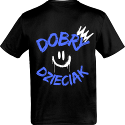 T-SHIRT DOBRY DZIECIAK SMILE - CZARNO/NIEBIESKI