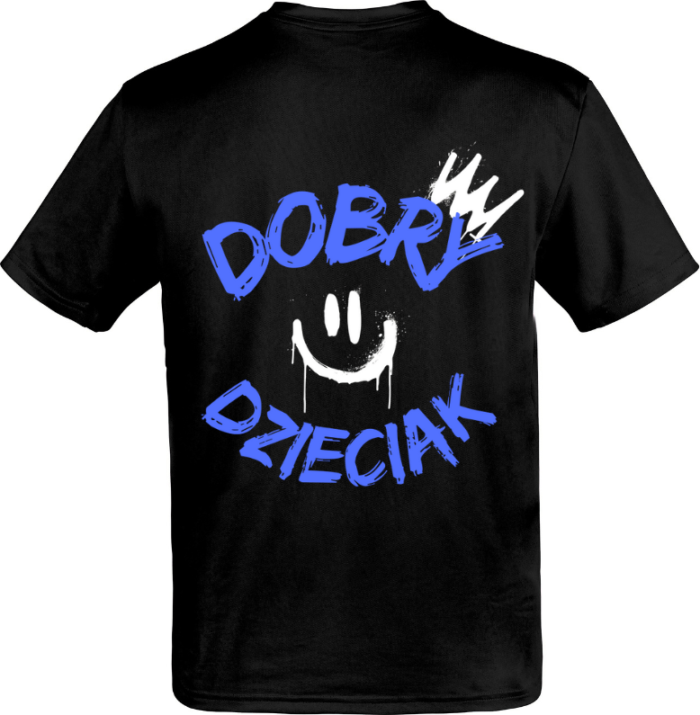 T-SHIRT DOBRY DZIECIAK SMILE - CZARNO/NIEBIESKI