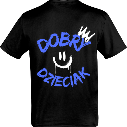 T-SHIRT DOBRY DZIECIAK SMILE - CZARNO/NIEBIESKI