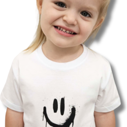 T-SHIRT DOBRY DZIECIAK SMILE - BIAŁA/RÓŻ
