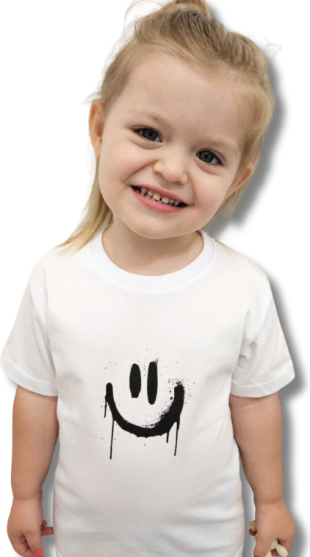 T-SHIRT DOBRY DZIECIAK SMILE - BIAŁA/RÓŻ