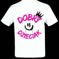 T-SHIRT DOBRY DZIECIAK SMILE - BIAŁA/RÓŻ