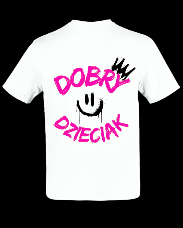 T-SHIRT DOBRY DZIECIAK SMILE - BIAŁA/RÓŻ