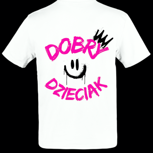 T-SHIRT DOBRY DZIECIAK SMILE - BIAŁA/RÓŻ