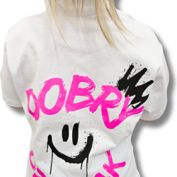 T-SHIRT DOBRY DZIECIAK SMILE - BIAŁA/RÓŻ