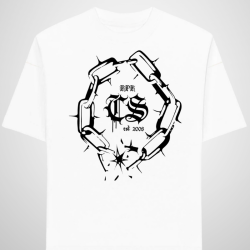 T-SHIRT CIEMNA STREFA ŁAŃCUCH GOTYK / BIAŁY