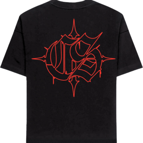 T-SHIRT CIEMNA STREFA CZARNY / CZERWONY GOTYK