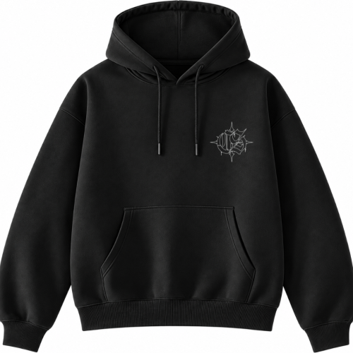 BLUZA KANGUR OVERSIZE GOTYK KOMPAS CZARNY/BIAŁY
